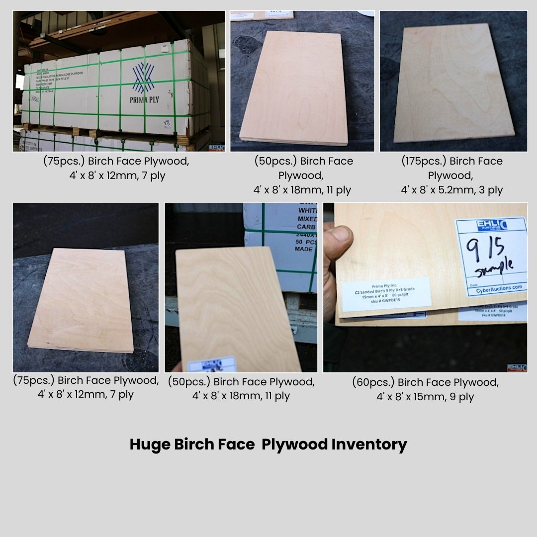(75pcs.) Birch Face Plywood, 4' x 8' x 12mm, 7 ply